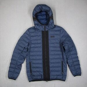Nike LeBron James Hooded Puffer Jacket Mens Small Blue Black Down 927216-410